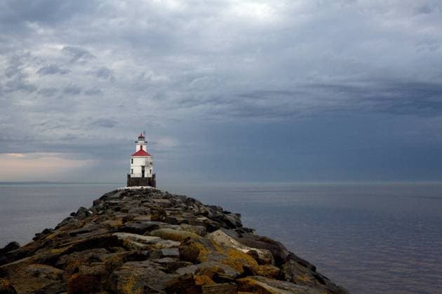Wisconsin Point Lighthouse on Lake Superior near the town of Superior. Wisconsin, USA, August 2011  1417263 Kirkendall-Spring