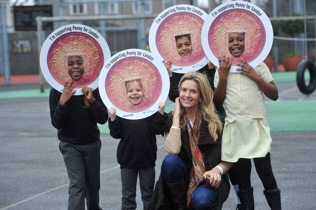 . 18 12 2014. London, United Kingdom. Penny Lancaster visits Charlton Manor Primary School where the Mayors Fund initiative Penny for London is raising money to fund breakfasts for school children. xBenxStevensx xi-Imagesx IIM-3778-0001