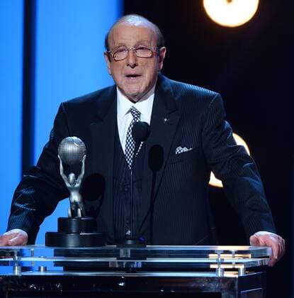 Honoree Clive Davis accepts the Vanguard Award onstage during the 46th NAACP Image Awards at the Pasadena Civic Auditorium in Pasadena, California on February 6, 2015. The NAACP Image Awards celebrates the accomplishments of people of color in the fields of television, music, literature and film and also honors individuals or groups who promote social justice through creative endeavors.  LAP20150206828 JIMxRUYMEN