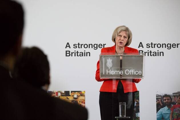. 23 03 2015. London, United Kingdom. Home Secretary Theresa May gives a speech on tackling extremism. The Home Secretary Theresa May delivers a speech on tackling extremism at RICS, Great George Street.  xDanielxLeal-Olivasx xi-Imagesx IIM-9849-0008