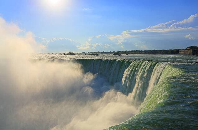 Niagara-Faelle, Gischt ueber dem Wasserfall, Kanada, Ontario, Niagara Niagara falls, sea spray over the waterfall, Canada, Ontario, Niagara BLWS390283