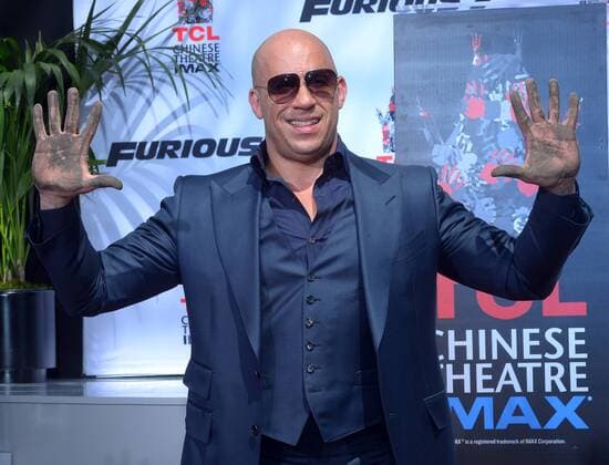 Actor Vin Diesel participates in a hand & footprint ceremony immortalizing him in the forecourt of TCL Chinese Theatre (formerly Grauman s)in the Hollywood section of Los Angeles on April 1, 2015.  LAP2015040101 JIMxRUYMEN