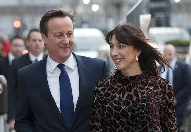. 02 04 2015. Salford, United Kingdom. Conservative Party leader David Cameron and his wife, Samantha, arrive for the leaders debate at ITV in Salford . ITV, Salford.  xJonxParkerxLeex xi-Imagesx IIM-9956-0012