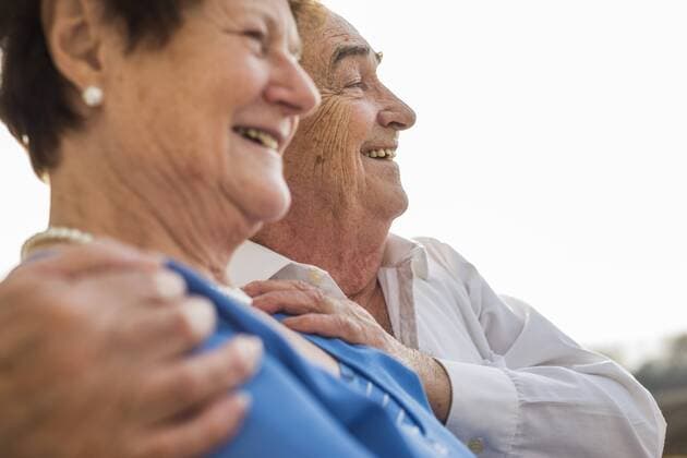 Happy senior couple side by side model released Symbolfoto  UUF003587