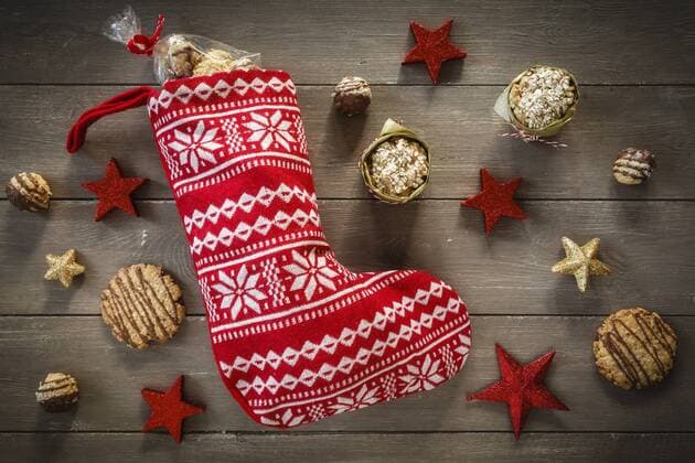 Different oat pastries, Santa Claus boot and Christmas decoration  EVGF001392