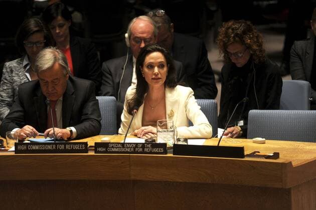Angelina Jolie bei einer Sitzung des Sicherheitsrats der Vereinten Nationen über die Lage im Nahen Osten und in Syrien im UN-Hauptquartier. New York, 24.04.2015 Foto:xD.xVanxTinex xFuturexImage