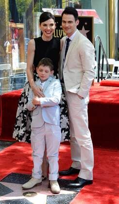 Actress Julianna Margulies is joined by her husband Keith Lieberthal and their son Kieran Lindsey Lieberthal during an unveiling ceremony honoring Margulies with the 2,550th star on the Hollywood Walk of Fame in Los Angeles on May 1, 2015.  LAP2015050113 JIMxRUYMEN