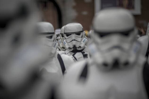 May 3, 2015 - Milan, Italy - ITALY, Milan : Star Wars Day, cosplayer dressed as a Star Wars character in Milan Center on May 3, 2015. Milan Italy  - ZUMAn230