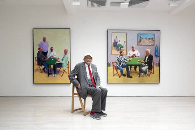 May 14, 2015 - London, UK, UK - London, UK David Hockney at a photocall for his exhibition of paintings and photography at the Annely Juda Fine Art gallery in central London today 14th May 2015. London UK  - ZUMAl94_