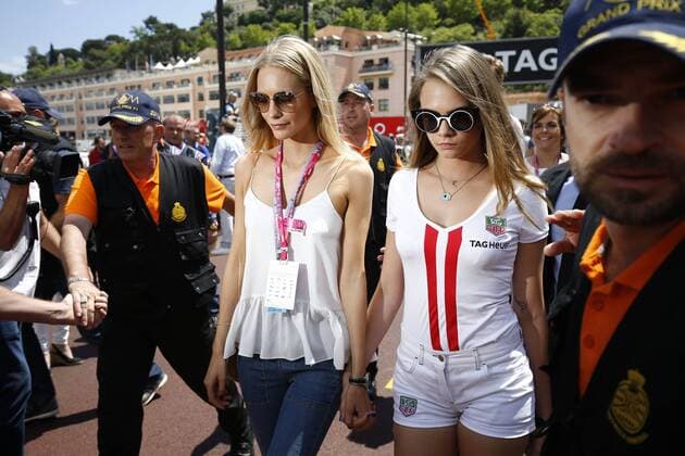 Motorsports: FIA Formula One World Championship 2015, Grand Prix of Monaco Motorsports: FIA Formula One World Championship 2015, Grand Prix of Monaco, Poppy Delevingne and Cara Delevingne HOCHxZWEI