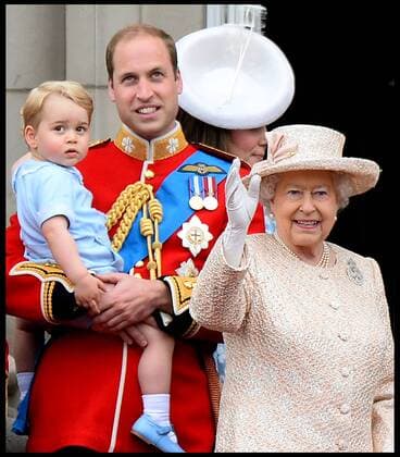 . 13 06 2015. London, United Kingdom. Prince George joins his mum and dad Prince William, Duke of Cambridge and Catherine, Duchess of Cambridge and other members of the Royal family on the balcony at Buckingham Palace for Trooping the Colour.  xAndrewxParsonsx xi-Imagesx IIM-10523-0058