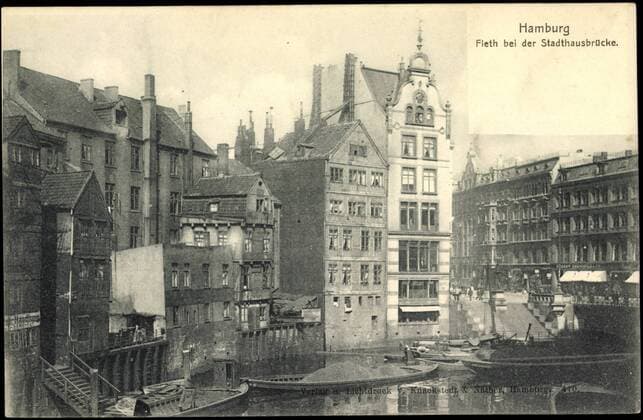 Hamburg, Fleth an der Stadthausbrücke, Boote !AUFNAHMEDATUM GESCHÄTZT!