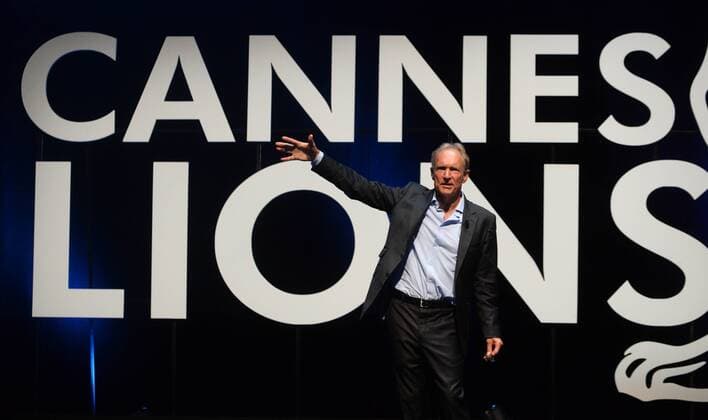 . 23 06 2015. Cannes, France.Sir Tim Berners-Lee speaking on stage at Cannes Lions International Festival of Creativity.  xAndrewxParsonsx xi-Imagesx IIM-10592-0057