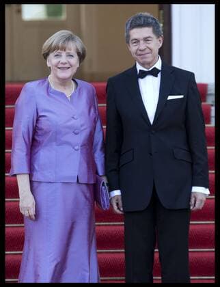 . 24 06 2015. Berlin, Germany. Chancellor Angela Merkel and husband Joachim Sauer at a State Banquet at the Bellevue Palace in Berlin on day two of The Queen s State Visit to Germany  xStephenxLockx xi-Imagesx IIM-10600-0085