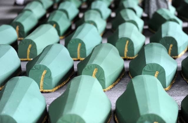 136 coffins with remains of victims from Srebrenica 08.07.2015., Potocari, Bosnia and Hercegovina - The convoy set out from Visoko, after retention in Sarajevo in front of the Presidency of BiH, arrived in Srebrenica where the remains will be buried on Saturday.  BorutxZivulovic FAxBobo PIXSELL
