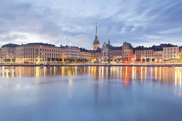 Sweden, Stockholm, View to Gamla Stan with German Church in the evening light  MSF004676