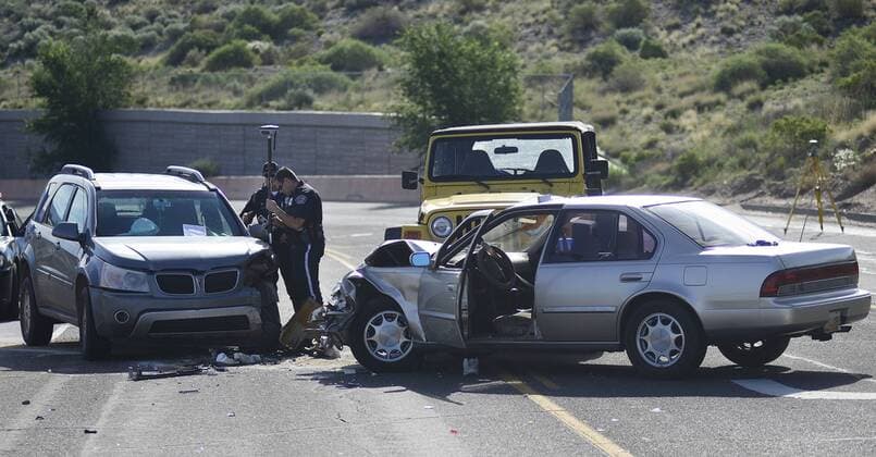 July 23, 2015 - Albuquerque, NEW MEXICO, U.S. - 072215.Albuquerque Police Traffic officers investigate a fatal crash on University Blvd. NE just south of I 40 .Photographed on Thursday July 23, 2015 . Albuquerque U.S. - ZUMAab1_