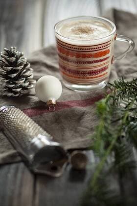 Glass of eggnogg spiced with nutmeg  SBDF002156