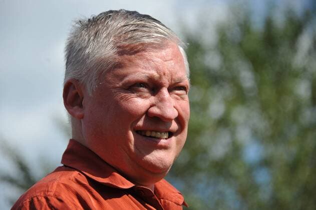 CHITA, RUSSIA. AUGUST 21, 2015. Former world chess champion, State Duma member Anatoly Karpov at a memorial honouring Soviet and Mongolian military who fought against the Empire of Japan in the Battles of Khalkhyn Gol. Karpov and the governor of Transbaikalia Territory planted trees at the memorial. Yevgeny Yepanchintsev TASS  TS00AF66