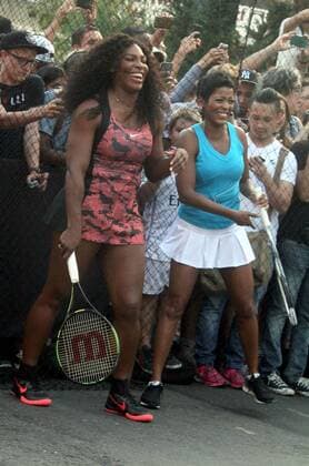 Aug. 24, 2015 - New York, New York, U.S. - Tennis star SERENA WILLIAMS and news personality TAMRON HALL attend the NYC Street Tennis event in the Meatpacking District. New York U.S. - ZUMAk03_