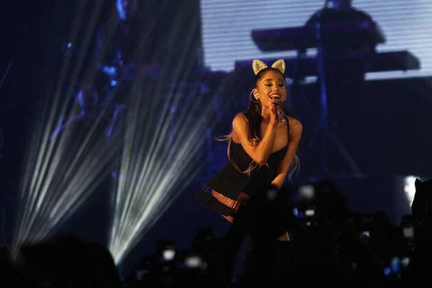 Aug. 26, 2015 - Jakarta, Indonesia - Ariana Grande performs live in Jakarta, Wednesday, August 26, 2015 at a concert that titled The Honeymoon Tour. Ariana Grande is a American singer and actress. Her album s lead single, The Way , became a top ten hit on the Billboard Hot 100, with critics comparing her wide vocal range to Mariah Carey. Her second studio album, My Everything (2014), also reached number one in the United States. It contained the singles Problem and Break Free . With songs Break Free , Problem , Bang Bang and Love Me Harder , she spent 34 continuous weeks in the top ten of the Billboard Hot 100 3 and had the most top 10 singles of any artist in 2014. Jakarta Indonesia  - ZUMAn230