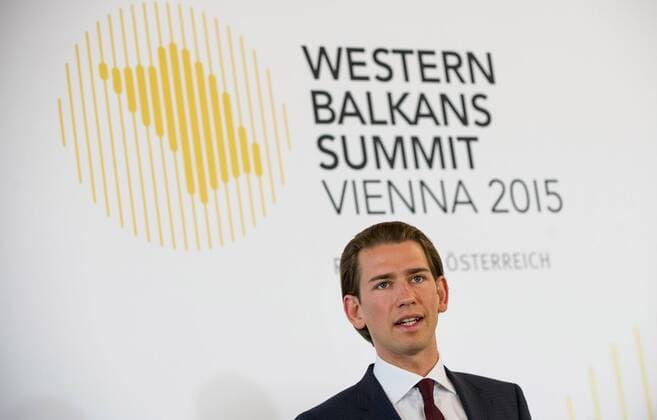 (150827) -- VIENNA, Aug. 27, 2015 -- Austrian Foreign Minister Sebastian Kurz attends a press conference during the Western Balkans Summit in Vienna, capital of Austria, Aug. 27, 2015. ) AUSTRIA-VIENNA-WESTERN BALKANS SUMMIT-FM QianxYi 