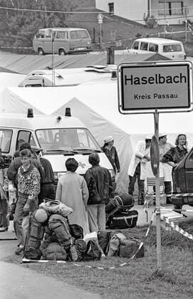 Flüchtlingslager in Landkreis Passau, in Bayern, für DDR-Flüchtlinge, die über Ungarn und Österreich in die Bundesrepublik geflohen sind,