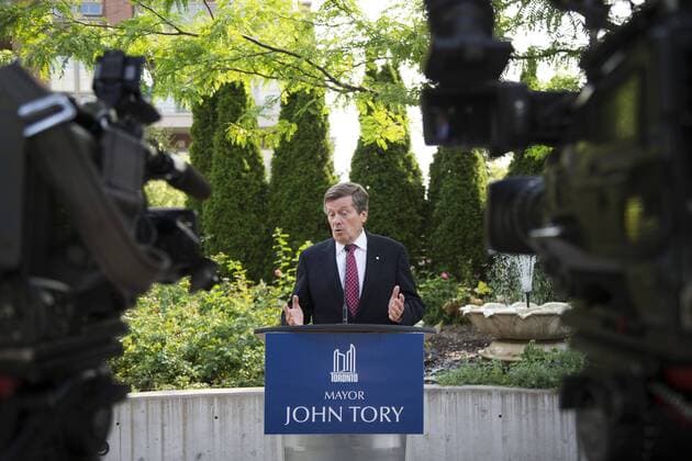 Sept. 1, 2015 - Toronto, ON, Canada - Toronto, Canada - September, 1 2015 - Mayor John Tory speaks at a media scrum after the United Way Toronto & York Region 2015 Fundraising Campaign Launch at the Canadian National Institute for the Blind. Toronto Canada  - ZUMAt14_