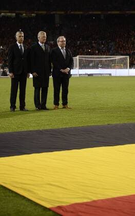 - BRUSSELS, BELGIUM: Bosnian football president Elvedin Begic, King Philippe - Filip of Belgium and KBVB-URBSFA Belgium soccer union chairman Francois De Keersmaecker pictured before a Euro 2016 qualification games between Belgian national soccer team Red Devils and Bosnia and Herzegovina, Thursday 03 September 2015, in Brussels King Baudouin stadium (Stade Roi Baudouin - Koning Boudewijnsatdion). Tuesday  DIRKxWAEM 04692871