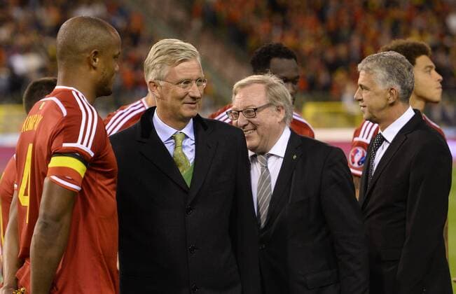 - BRUSSELS, BELGIUM: Belgium s captain Vincent Kompany, King Philippe and KBVB-URBSFA Belgium soccer union chairman Francois De Keersmaecker pictured at the start of a Euro 2016 qualification games between Belgian national soccer team Red Devils and Bosnia and Herzegovina, Thursday 03 September 2015, in Brussels King Baudouin stadium (Stade Roi Baudouin - Koning Boudewijnsatdion). Tuesday  DIRKxWAEM 04692883