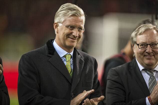 Brussels , Belgium September , 03 2015 Football UEFA Qualification EURO 2016 Red Devils in Stadium King Baudouin Qualification round Road to France 2016 Belgian Red Devils Belgium vs Bosnia and Herzegovina On this picture : King Philippe of Belgium Francois Dekersmaecker 