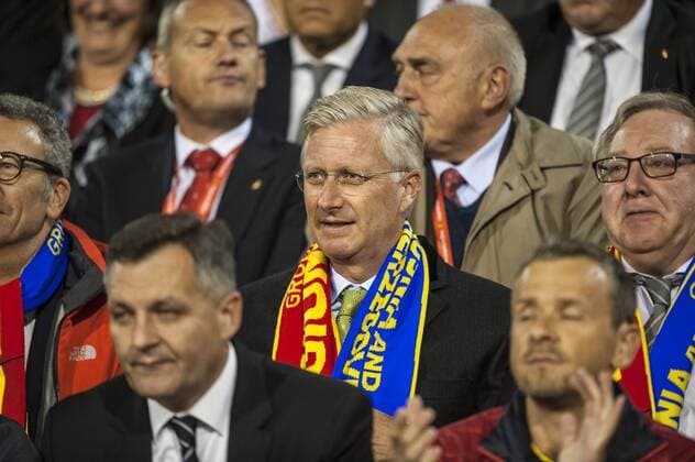 Brussels , Belgium September , 03 2015 Football UEFA Qualification EURO 2016 Red Devils in Stadium King Baudouin Qualification round Road to France 2016 Belgian Red Devils Belgium vs Bosnia and Herzegovina On this picture : King Philippe of Belgium Francois Dekersmaecker 