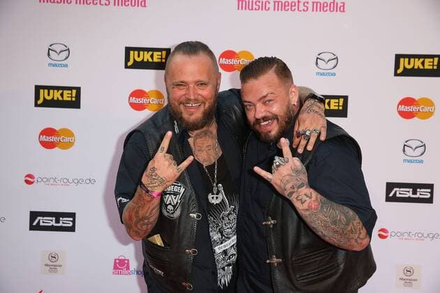 Hagen Stoll und Sven Gillert von Haudegen bei der Music meets Media Party am 04.09.2015 in Berlin Music meets Media Event in Berlin 2015 