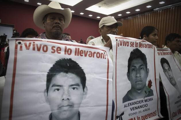 (150906) -- MEXICO CITY, Sept. 6, 2015 -- Family members of the 43 students of the Rural Teacher s College Raul Isidro Burgos of Ayotzinapa, Guerrero, that went missing in September 2014 attend the presentation of the report of the Inter-American Commission on Human Right (IACHR) on the case of the missing students in Mexico City, capital of Mexico, on Sept. 6, 2015. According to local press, the IACHR probe concluded on Sunday that the missing students were not incinerated in a landfill. Alejandro Ayala) (vf) MEXICO-MEXICO CITY-IACHR-SOCIETY-REPORT e AlejandroxAyala 