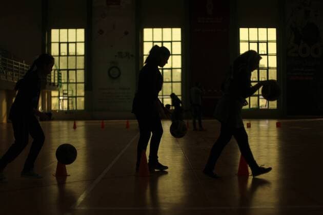 Sept. 7, 2015 - Gaza, gaza strip, Palestine - Palestinian girls basketball training exercise in Gaza City as part of an initiative to empower young girls. in Gaza City on September 7, 2015 , aged between fourteen and twenty, train twice a week. Gaza Palestine  - ZUMAn230