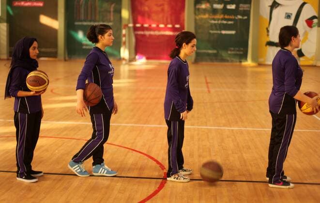 Sept. 7, 2015 - Gaza, gaza strip, Palestine - Palestinian girls basketball training exercise in Gaza City as part of an initiative to empower young girls. in Gaza City on September 7, 2015 , aged between fourteen and twenty, train twice a week. Gaza Palestine  - ZUMAn230