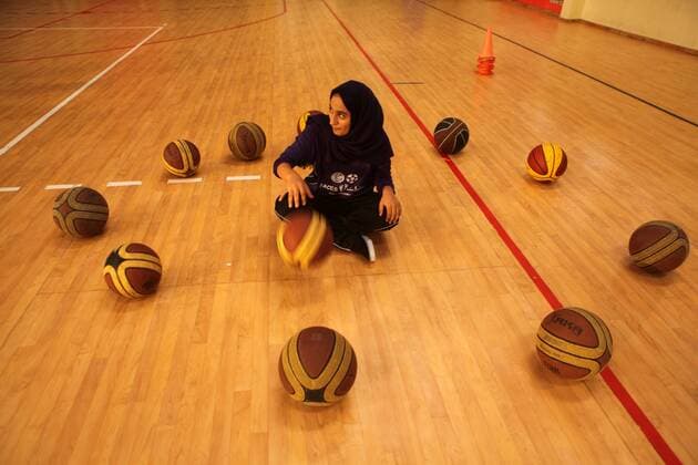 Sept. 7, 2015 - Gaza, gaza strip, Palestine - Palestinian girls basketball training exercise in Gaza City as part of an initiative to empower young girls. in Gaza City on September 7, 2015 , aged between fourteen and twenty, train twice a week. Gaza Palestine  - ZUMAn230