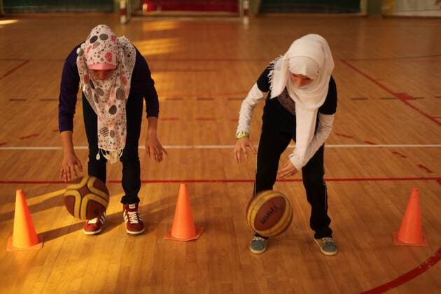 Sept. 7, 2015 - Gaza, gaza strip, Palestine - Palestinian girls basketball training exercise in Gaza City as part of an initiative to empower young girls. in Gaza City on September 7, 2015 , aged between fourteen and twenty, train twice a week. Gaza Palestine  - ZUMAn230