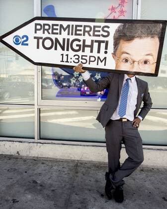 Sept. 08, 2015 - Los Angeles, California, U.S. - AArow Advertising sign spinner WES MOORE calls attention to the premiere tonight of The Late Show with Stephen Colbert. Los Angeles U.S. - ZUMAce6_