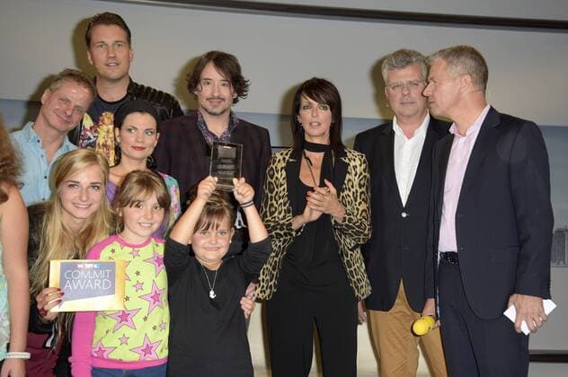 Die Preisträger mit der Jury DJ Antoine, Mrs Greenbird, Nena und Peter Kloeppel bei der Preisverleihung der RTL Com.mit Awards 2015 auf der IFA. Berlin, 09.09.2015 Foto:xFredericx xFuturexImage