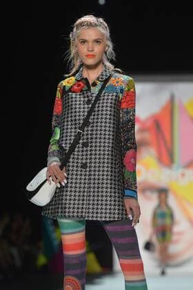 A model walks on the runway at the Desigual Fashion Show at IMG New York Fashion Week: The Shows Spring Summer 2016 Collections in New York City on September 10, 2015.  NYP20150910106 ANDREAxHANKS