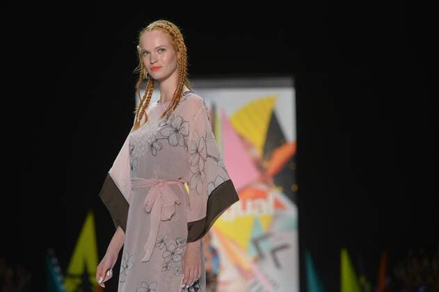 A model walks on the runway at the Desigual Fashion Show at IMG New York Fashion Week: The Shows Spring Summer 2016 Collections in New York City on September 10, 2015.  NYP20150910108 ANDREAxHANKS