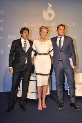 Milano PILOSIO BUILDING PEACE AWARD 2015 PICTURED: Dario Roustayan Sharon Stone  RiccardoxGiordano