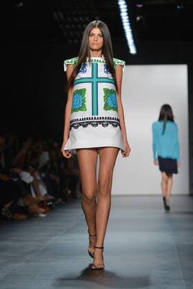 A model walks on the runway at the Zang Toi Fashion Show at IMG New York Fashion Week: The Shows Spring Summer 2016 Collections in New York City on September 11, 2015.  NYP20150911184 ANDREAxHANKS