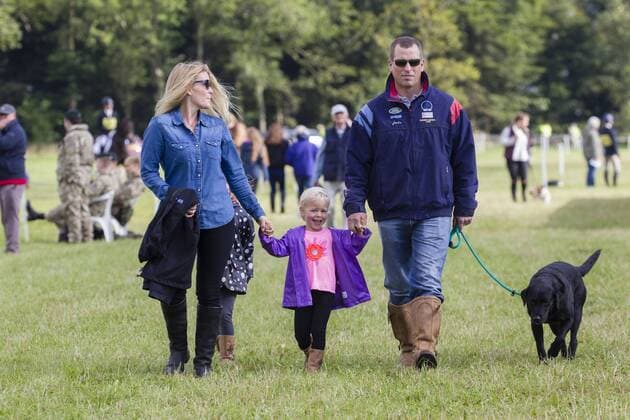. 12 09 2015. Minchinhampton, United Kingdom. Whatley Manor International Horse Trials. Gatcombe Park. Peter and Autumn Phillips with their daughter Isla.  xi-Imagesx IIM-11002-0001