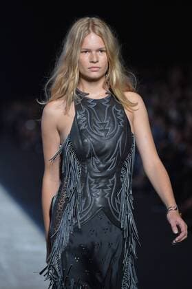 Model Anna Ewers walks on the runway at the Alexander Wang Fashion Show at Pier 94 during New York Fashion Week Spring Summer 2016 Collections in New York City on September 12, 2015.  NYP20150912913 ANDREAxHANKS