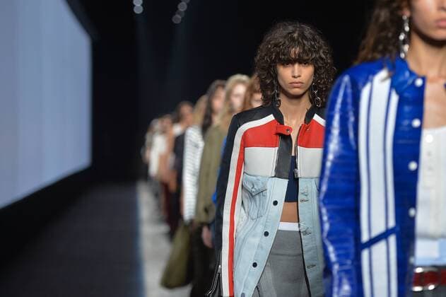A model walks on the runway at the Alexander Wang Fashion Show at Pier 94 during New York Fashion Week Spring Summer 2016 Collections in New York City on September 12, 2015.  NYP20150912915 ANDREAxHANKS