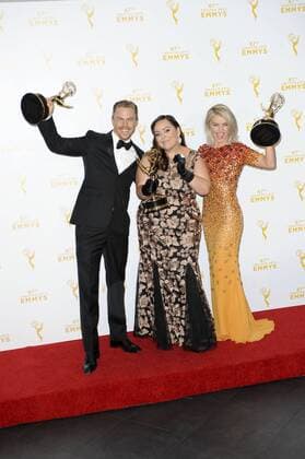 Derek Hough, Tessandra Chavez & Julianne Hough CREATIVE ARTS EMMY AWARDS: PRESSROOM Los Angeles  Patrick Rideaux