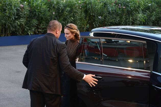 Jury member Diane Kruger and her bodyguard at the arrival of the last red carpet event - during the Biennale Film Festival Mostra Del Cinema in Venice, Italy.