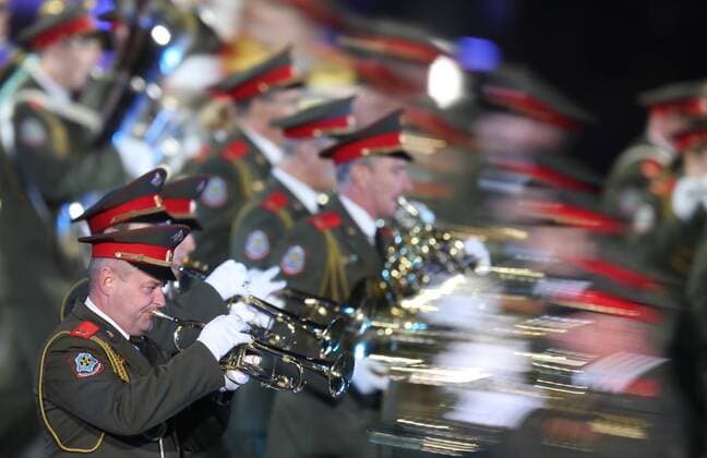 MOSCOW, RUSSIA. SEPTEMBER 13, 2015. The closing ceremony for the 2015 Spasskaya Tower International Military Music Festival in Moscow s Red Square. Sergei Bobylev TASS  TS00DA00